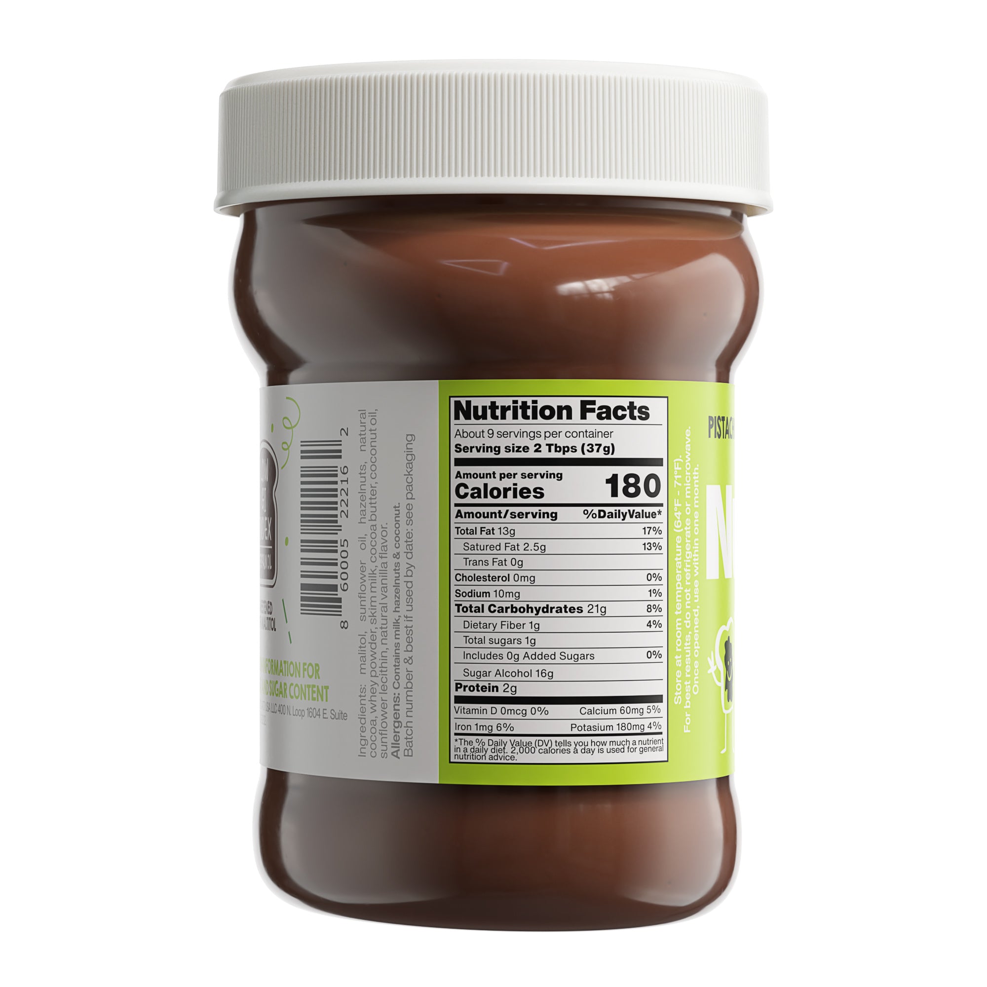 Crema de pistacho, chocolate y avellanas